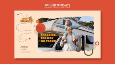 Flat Design Family Banner Template – Download Free Stock Photo