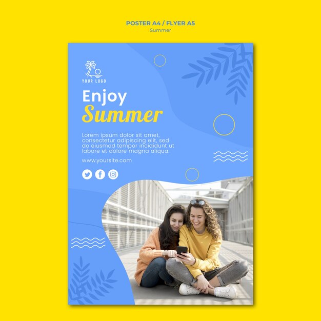 Summer with Friend Poster Template – Free to Download