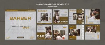 Textured Barber Shop Instagram Post – Free to Download