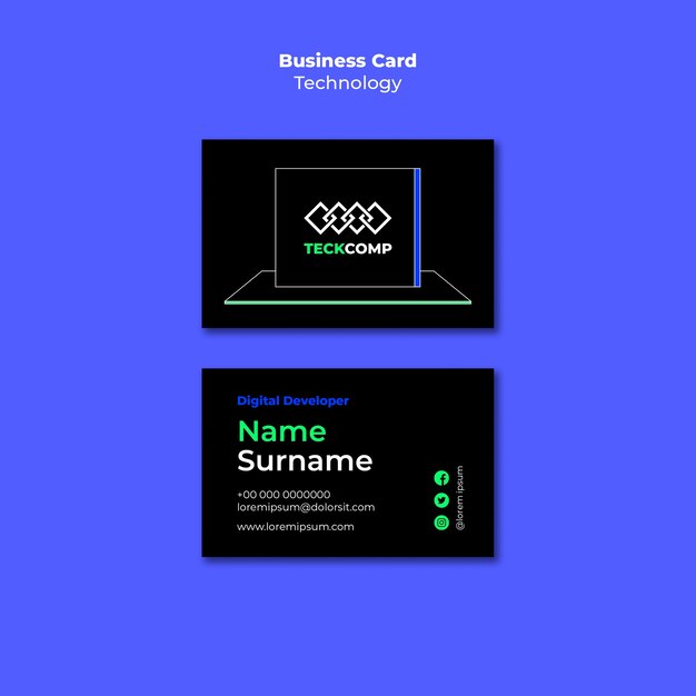 Hand Drawn Technology Business Card Template – Free Download