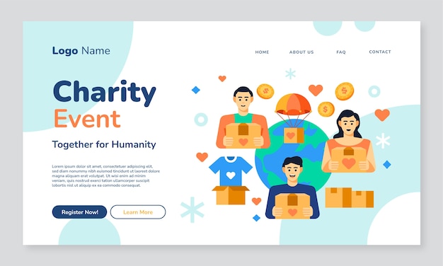 Charity Event Landing Page Vector Template – Free Download