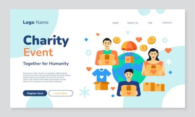 Charity Event Landing Page Vector Template – Free Download