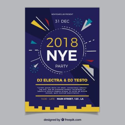 Geometric New Year’s Party Flyer – Free to Download