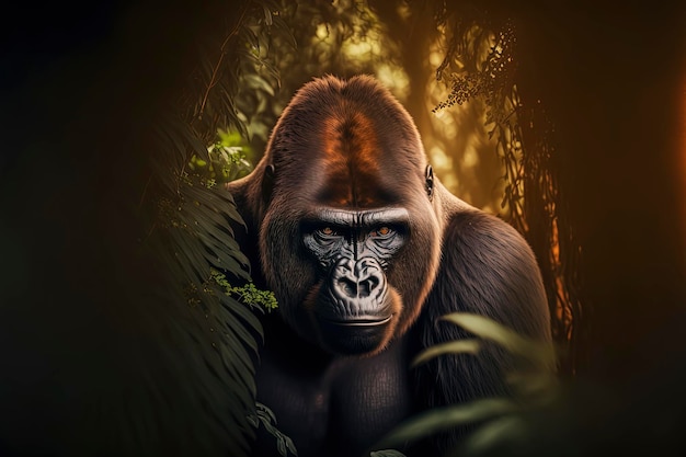 Gorilla in the Wild: Stunning Jungle Landscape Photography – Free Download