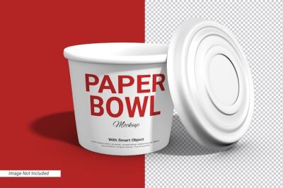 Label Paper Bowl Cup Mockup With Cap Isolated – Free Download