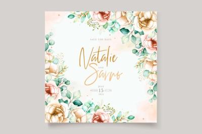 Hand Drawn Peonies Wedding Card Template – Free Download