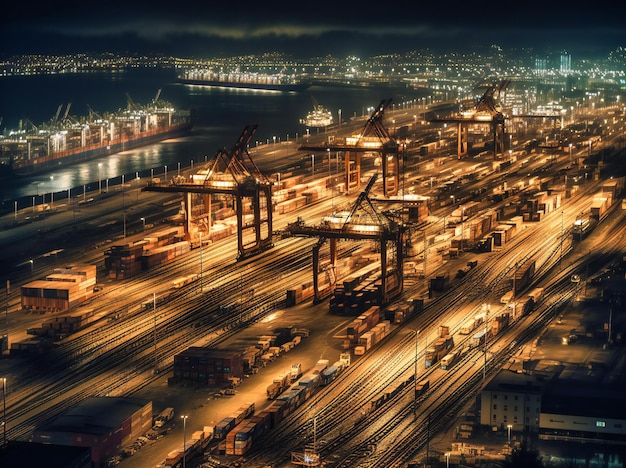 The Port of Vancouver Illuminated Against the Night Sky – Free Download