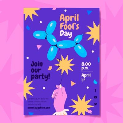 Hand Drawn April Fools’ Day Vertical Flyer Template – Free Download