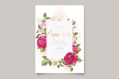 Elegant Hand Drawn Floral Roses Invitation Card Set – Free Download