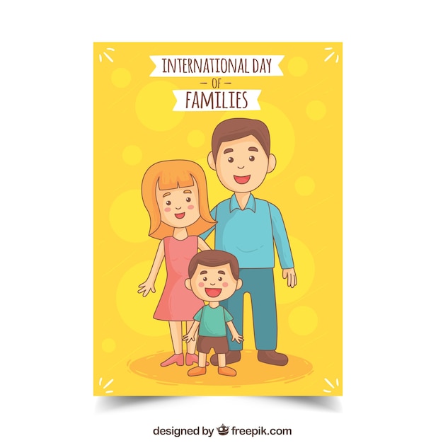 Happy Family Yellow Greeting Card – Free Download