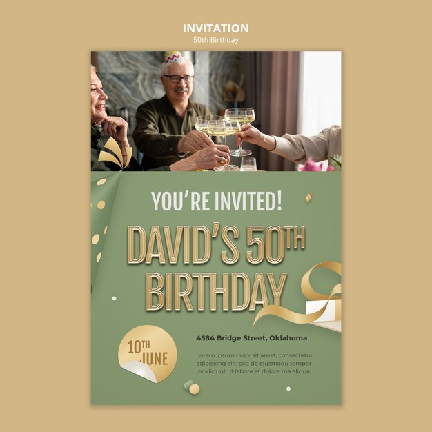 50th Birthday Celebration Invitation Template for Free Download