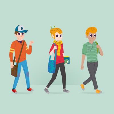 University Students in Vector Illustration – Free Download