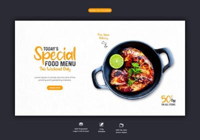 Food Menu and Restaurant Web Banner Template – Free Download