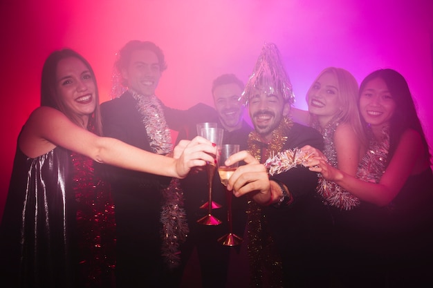 New Year Club Party: Group of Friends Enjoying Celebrations – Free Download