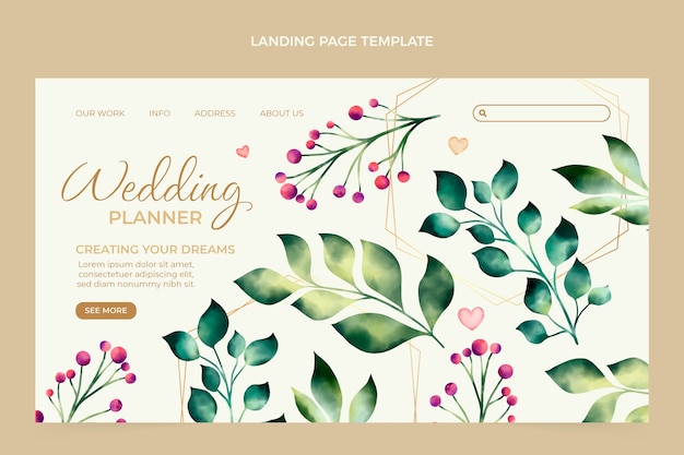 Watercolor Wedding Planner Landing Page Template – Free Download