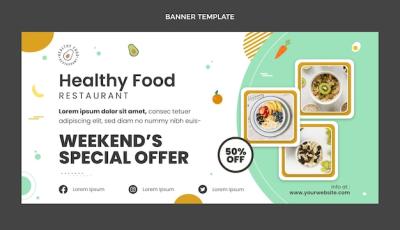 Healthy Food Sale Banner – Free Download of Flat Design Vector Template