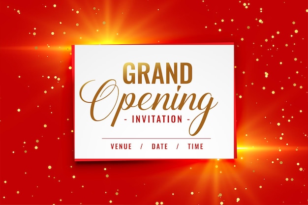 Grand Opening Invitation Event Banner with Golden Glittering Decoration – Free Download