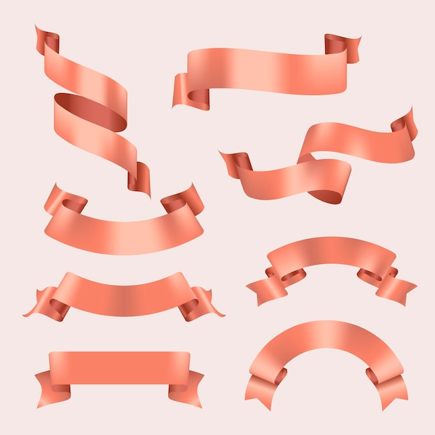 Rose Gold Ribbon Banner Vector Art – Free Download