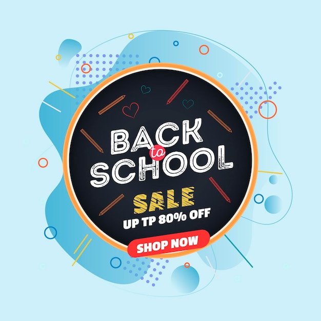 Back to School Sale Flat Design Vector Template – Free Download