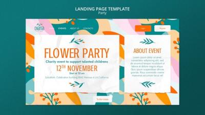 Flat Design Party Landing Page Template – Free Download