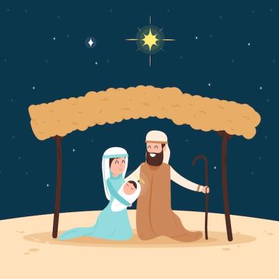 Christmas Nativity Scene in Flat Design – Download Free Stock Photo