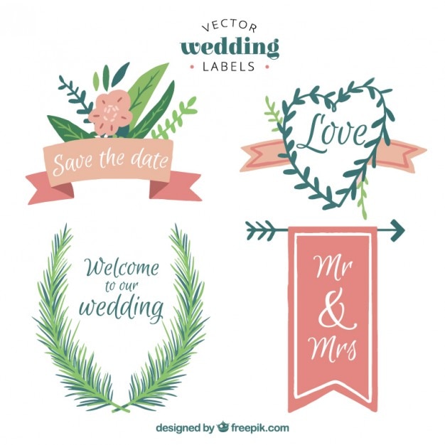 Floral Wedding Label Collection – Free Download