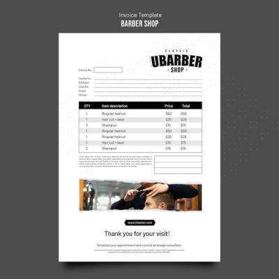 Professional Barbershop Invoice Template – Free Download