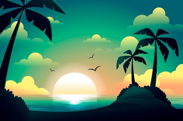 Gradient Tropical Sunset Background – Free Download