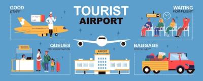 Tourist At Airport Infographics Illustration – Free to Download