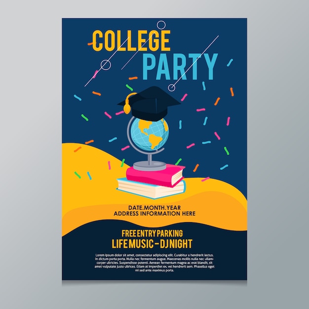 Vibrant College Party Poster Template – Free Download