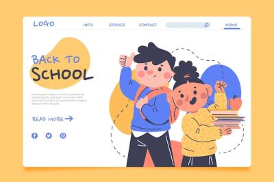 Hand Drawn Back to School Landing Page Template – Free Download