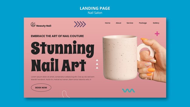 Flat Design Nail Salon Landing Page Template – Free Download