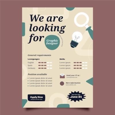 Flat Design Flyer Hiring Template – Free Download