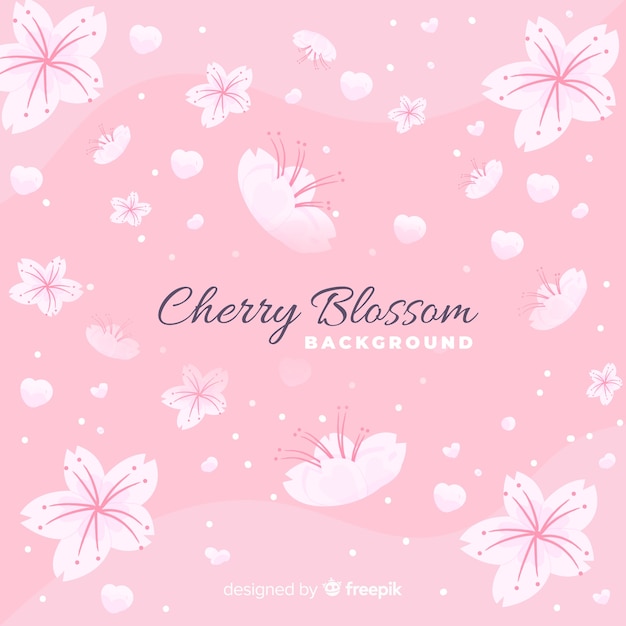 Hand-Drawn Cherry Flowers Background – Download Free Stock Photo