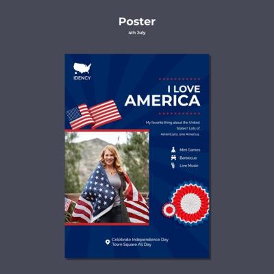 4th of July Poster Design Template – Free to Download