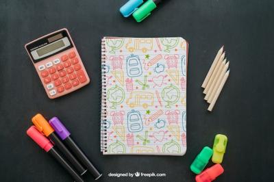 Back to School Mockup Featuring a Notebook – Free Download