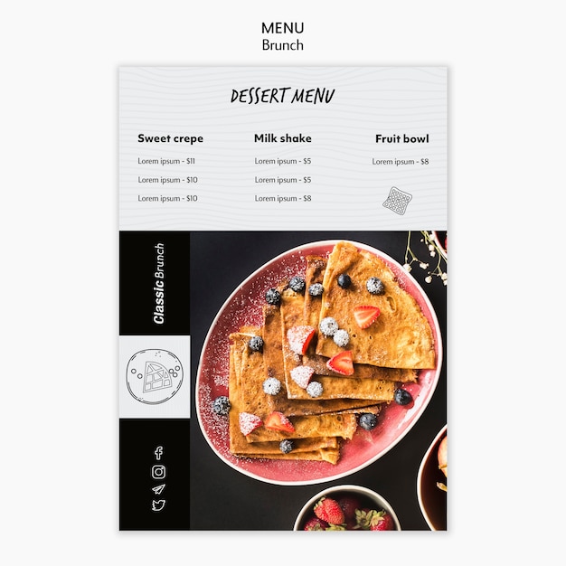 Brunch Concept Dessert Menu Template – Download Free Stock Photo