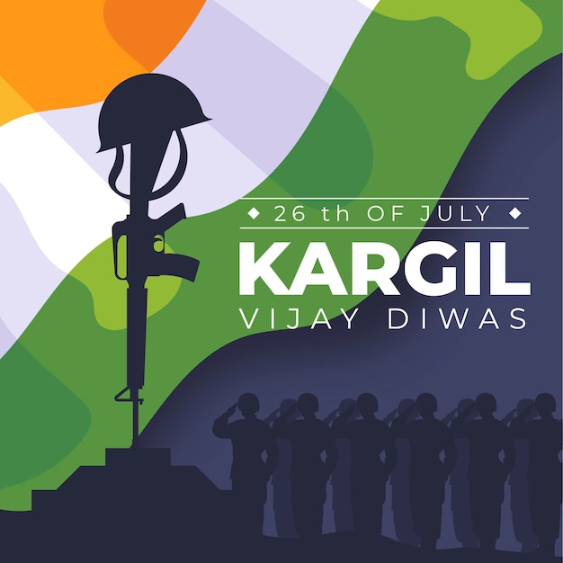 Flat Kargil Vijay Diwas Illustration – Free Download