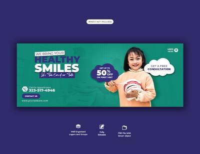 Dentist and Dental Care Facebook Cover Template – Free Download