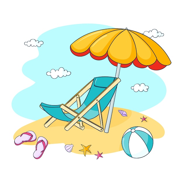 Hand Drawn Sunbed Illustration – Free Download