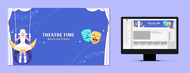 Flat Design Theatre Show YouTube Channel Art – Free Download