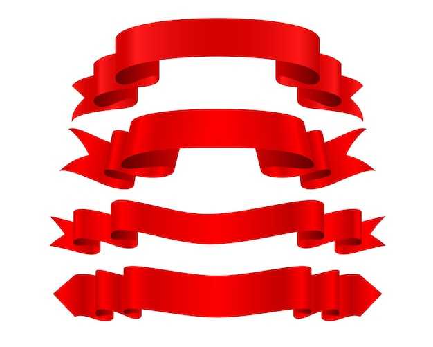 Isolated Red Ribbon Tape Banner for Xmas Decor – Free Download