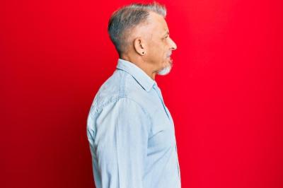 Confident Smiling Middle-Aged Greyhaired Man in Casual Attire – Free Download