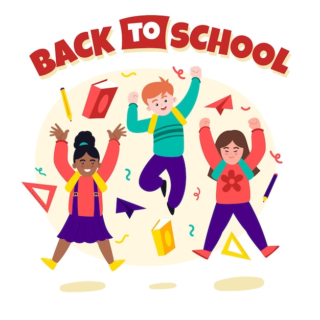 Cartoon Children Back to School – Free Stock Photo for Download