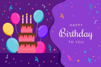 Birthday Background Featuring Cake and Balloons – Free Download