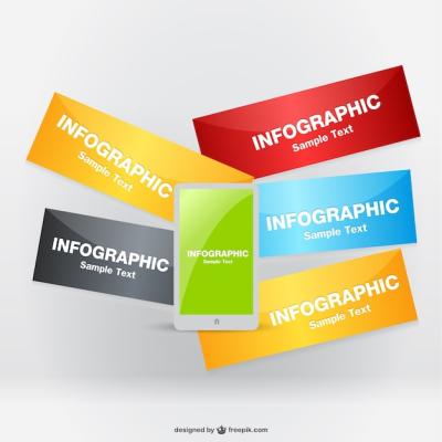 Colorful Infographic Labels and Tablet Screen – Free Stock Photo for Download