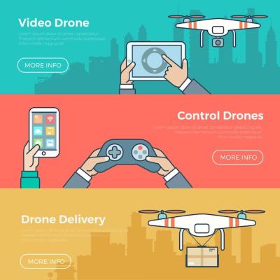 Drone Quadcopter Delivery Concept Infographic Vector Banner – Free Stock Photo Download