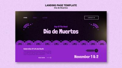 Purple Dia de Muertos Web Template – Free to Download