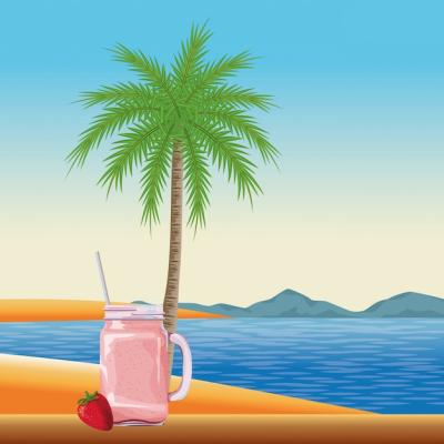 Summer Beach and Vacation Cartoon Vector Template – Free Download