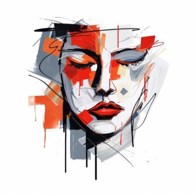 Modern Abstract Fashion Illustration of a Woman’s Face in Parallel Vector Expressionism – Free Download